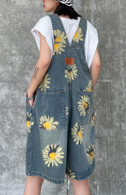 Denim Back Pants Summer Thin Print Straight Tube Shorts