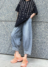 Load image into Gallery viewer, Denim blue pants women thin section high waist nine points lantern harem pants