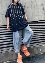 Load image into Gallery viewer, Denim blue pants women thin section high waist nine points lantern harem pants