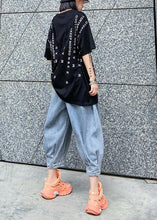 Load image into Gallery viewer, Denim blue pants women thin section high waist nine points lantern harem pants