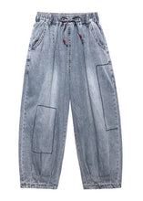 Load image into Gallery viewer, Denim blue pants women thin section high waist nine points lantern harem pants