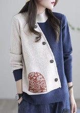 Load image into Gallery viewer, Diy Beige High Neck Oversized Patchwork Knit Sweaters Winter
