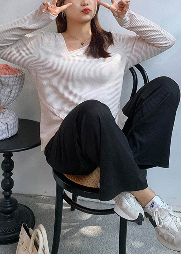 Diy Black Oversized Elastic Waist Spandex Straight Pants Fall