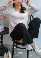 Diy Black Oversized Elastic Waist Spandex Straight Pants Fall