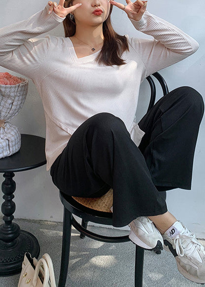 Diy Black Oversized Elastic Waist Spandex Straight Pants Fall