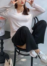 Load image into Gallery viewer, Diy Black Oversized Elastic Waist Spandex Straight Pants Fall