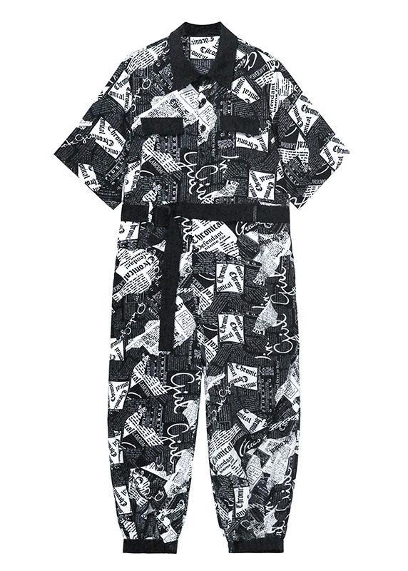 Diy Black Patchwork Button  Outfits Rompers Summer