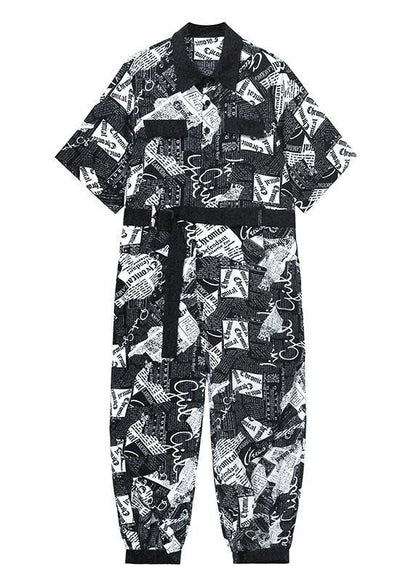 Diy Black Patchwork Button  Outfits Rompers Summer