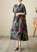 Load image into Gallery viewer, Diy Brown Cinched Print Linen Maxi Dresses Summer