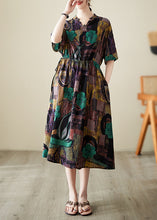 Load image into Gallery viewer, Diy Brown Cinched Print Linen Maxi Dresses Summer