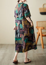 Load image into Gallery viewer, Diy Brown Cinched Print Linen Maxi Dresses Summer