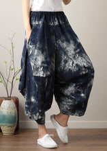 Load image into Gallery viewer, Diy Denim Blue Elastic Waist Cotton Linen Summer Harem Pants