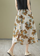 Load image into Gallery viewer, Diy Khaki Print Patchwork Pockets Cotton Pleated Skirt Summer