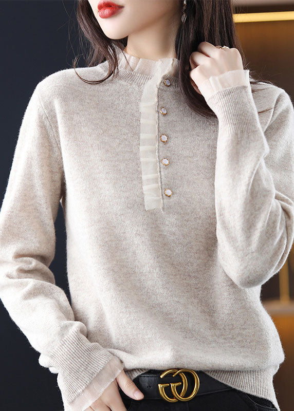 Diy Purple Ruffled Patchwork Wool Knit Short Sweater Spring