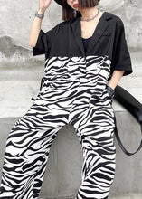 Load image into Gallery viewer, Diy White Zebra pattern Patchwork Casual Jumpsuit Shorts Summer