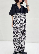 Load image into Gallery viewer, Diy White Zebra pattern Patchwork Casual Jumpsuit Shorts Summer