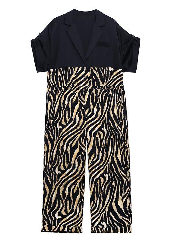 Diy White Zebra pattern Patchwork Casual Jumpsuit Shorts Summer