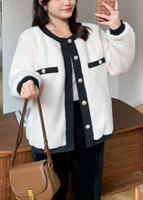 Load image into Gallery viewer, Elegant Apricot O Neck Button Patchwork Teddy Faux Fur Coat Fall