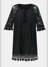 Load image into Gallery viewer, Elegant Black Hollow Out Party Lace Mid Dress Half Sleeve