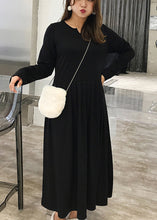 Load image into Gallery viewer, Elegant Black Oversized Exra Large Hem Cotton Long Dress Fall