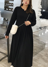 Load image into Gallery viewer, Elegant Black Oversized Exra Large Hem Cotton Long Dress Fall