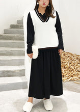 Load image into Gallery viewer, Elegant Black Oversized Exra Large Hem Cotton Long Dress Fall