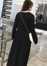Load image into Gallery viewer, Elegant Black Oversized Exra Large Hem Cotton Long Dress Fall