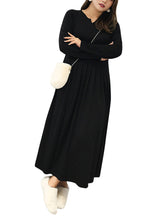 Load image into Gallery viewer, Elegant Black Oversized Exra Large Hem Cotton Long Dress Fall