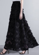 Load image into Gallery viewer, Elegant Black Tasseled Patchwork High Waist Chiffon Skirt Spring
