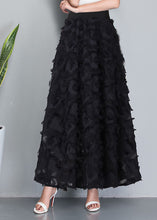Load image into Gallery viewer, Elegant Black Tasseled Patchwork High Waist Chiffon Skirt Spring
