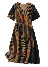 Load image into Gallery viewer, Elegant Black V Neck Leaf Print Side Open Silk Long Dress Summer