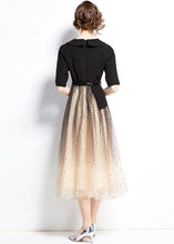 Load image into Gallery viewer, Elegant Black V Neck Sequins Tulle Patchwork Spandex Dresses Summer