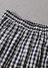 Load image into Gallery viewer, Elegant Black White Plaid wrinkled Pockets Fall Skirt