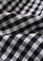 Elegant Black White Plaid wrinkled Pockets Fall Skirt