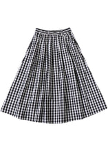 Load image into Gallery viewer, Elegant Black White Plaid wrinkled Pockets Fall Skirt