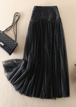 Load image into Gallery viewer, Elegant Black Zip Up Patchwork Tulle Skirts Spring