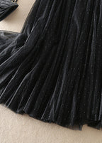 Elegant Black Zip Up Patchwork Tulle Skirts Spring