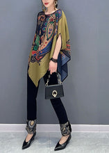 Load image into Gallery viewer, Elegant Colorblock Asymmetrical Print Chiffon Top Batwing Sleeve