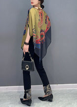 Load image into Gallery viewer, Elegant Colorblock Asymmetrical Print Chiffon Top Batwing Sleeve