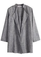 Load image into Gallery viewer, Elegant Grey Notched Patchwork Long Cardigan Fall