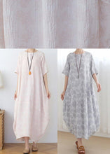 Load image into Gallery viewer, Elegant Iight Pink Floral Linen Summer Dress