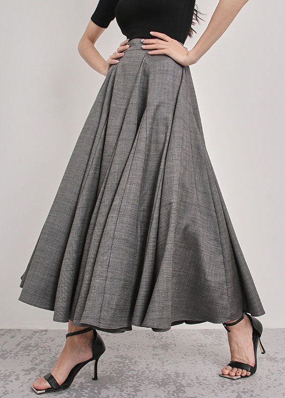 Elegant Italian Grey Patchwork pleated Skirts Spring