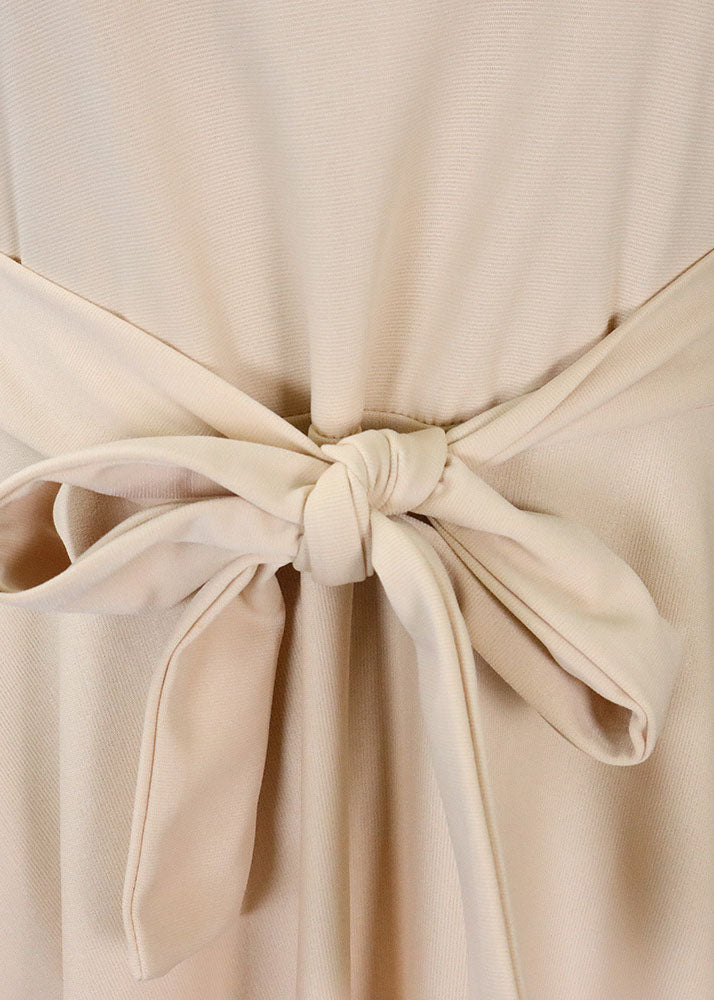 Elegant Khaki Tie Waist Patchwork Cotton Dresses Bracelet Sleeve