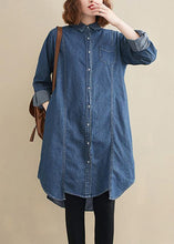 Load image into Gallery viewer, Elegant Lapel Patchwork Top Pattern Denim Blue Top
