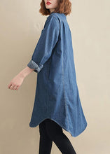 Load image into Gallery viewer, Elegant Lapel Patchwork Top Pattern Denim Blue Top
