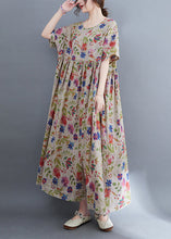 Load image into Gallery viewer, Elegant O-Neck Cinched Extra large hem Print holiday Dresses Short Sleeve