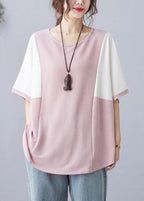 Elegant Pink O-Neck Half Sleeve Summer Blouse Top