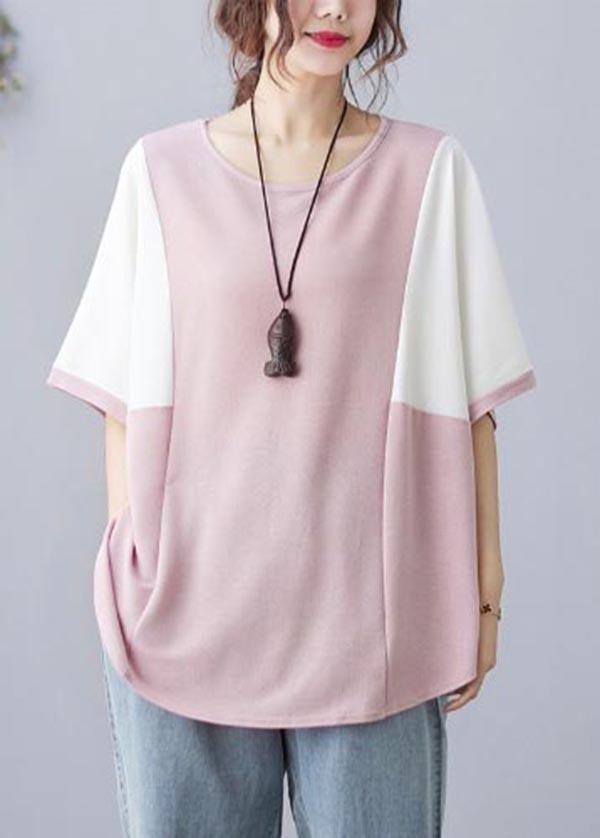Elegant Pink O-Neck Half Sleeve Summer Blouse Top