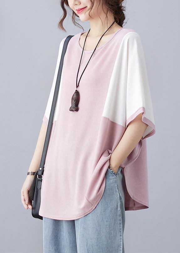 Elegant Pink O-Neck Half Sleeve Summer Blouse Top