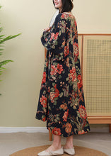 Load image into Gallery viewer, Elegant Red Floral Print O-Neck Inclined plate buckle Dress Long Sleeve